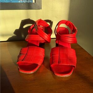 Via Spiga Italian red leather wedges size 9